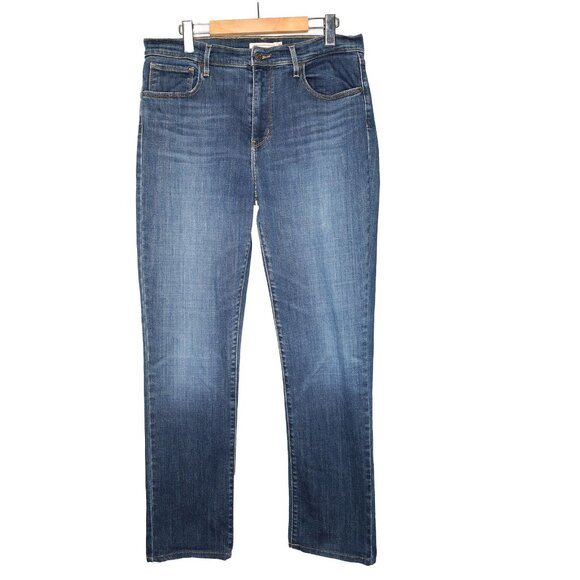 Levi's 724 High Rise Slim Straight Jeans Dark Wash Stretch Denim Classic - Picture 2 of 8